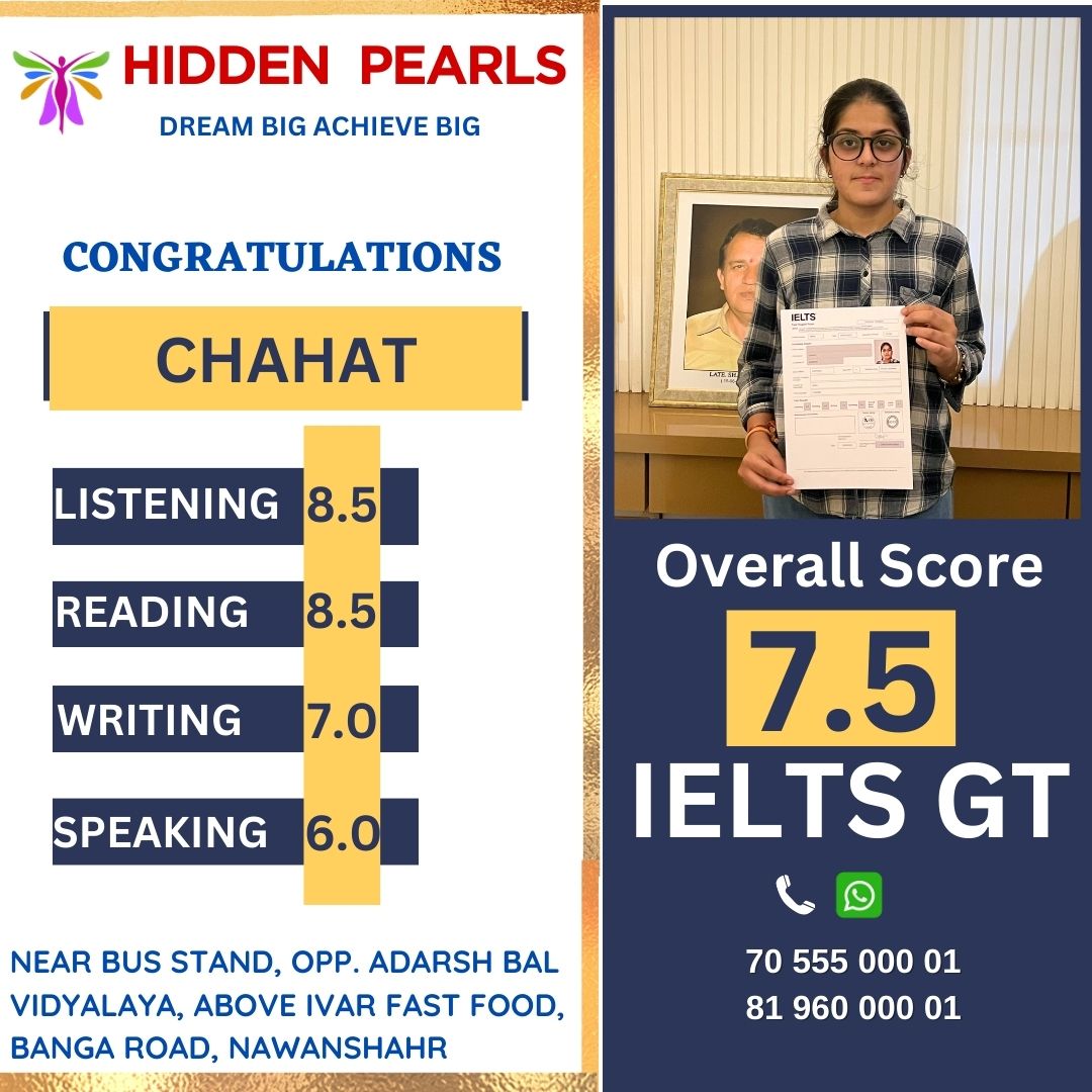 Chahat — IELTS result, Hidden Pearls